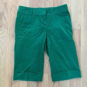jcrew - city fit - green corduroy cropped bermuda style shorts - size 2